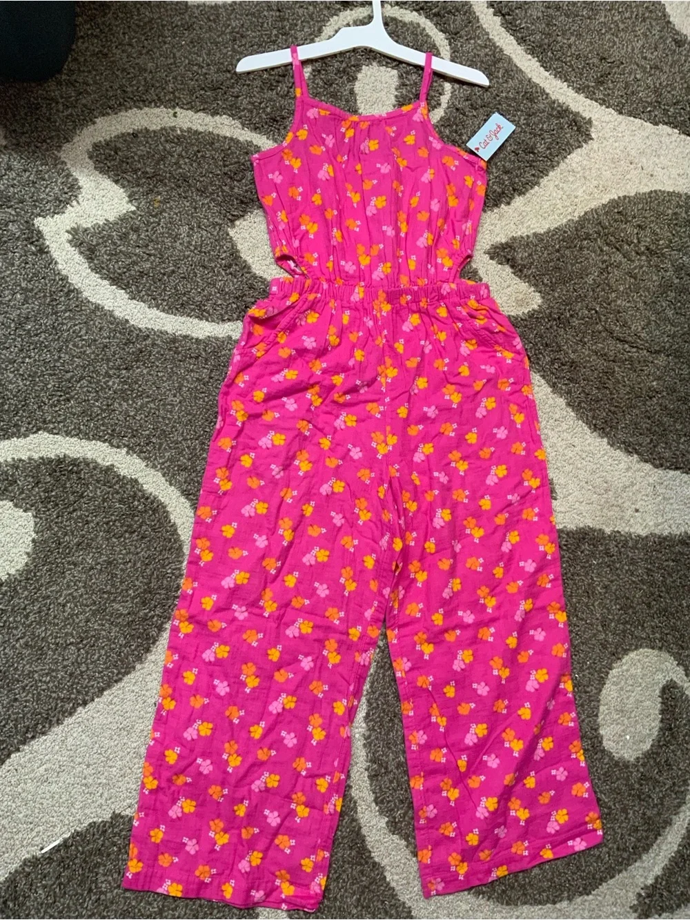 Cat & Jack Hot Pink Floral One-Piece Jumpsuit